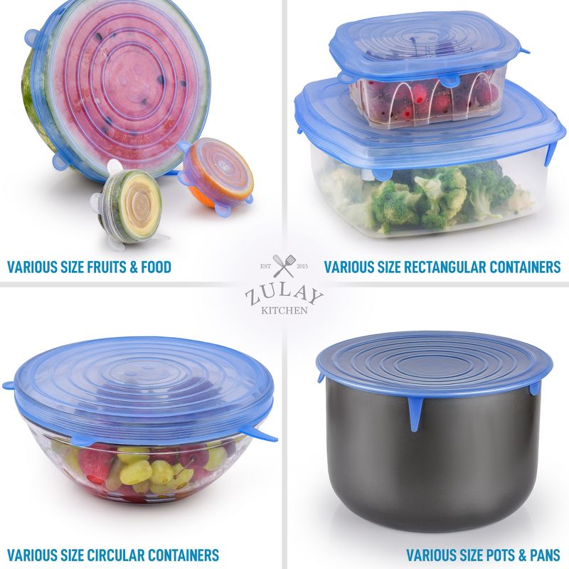 Zulay Kitchen Reusable Silicone Stretch Lids (Set of 14)
