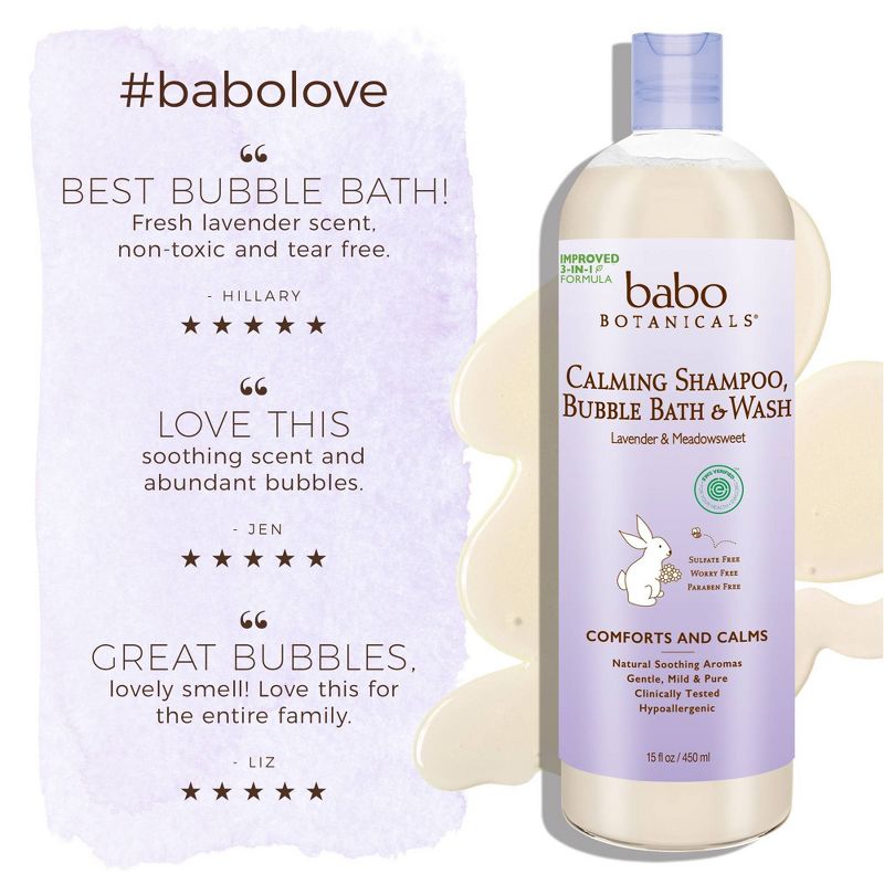 Babo Botanicals Calming Lavender Baby Bubble Bath & Wash - 15 fl oz