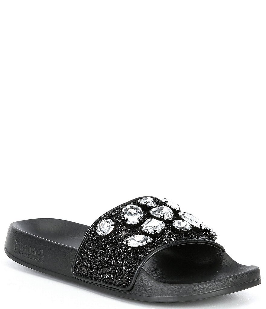 MICHAEL Michael Kors Gilmore Jewel Embellished Glitter Slides