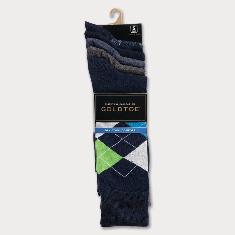Signature Gold by GOLDTOE Men's Argyle Crew Socks 5pk - 6-12.5