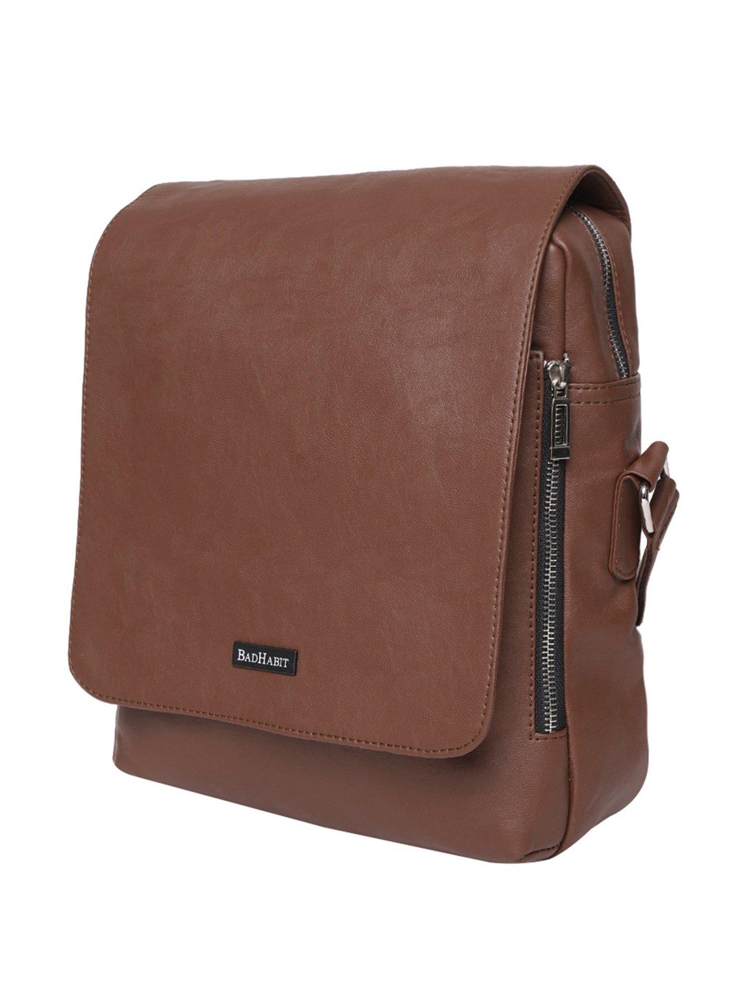 Bad Habit Brown Solid Medium Laptop Cross Body Bag