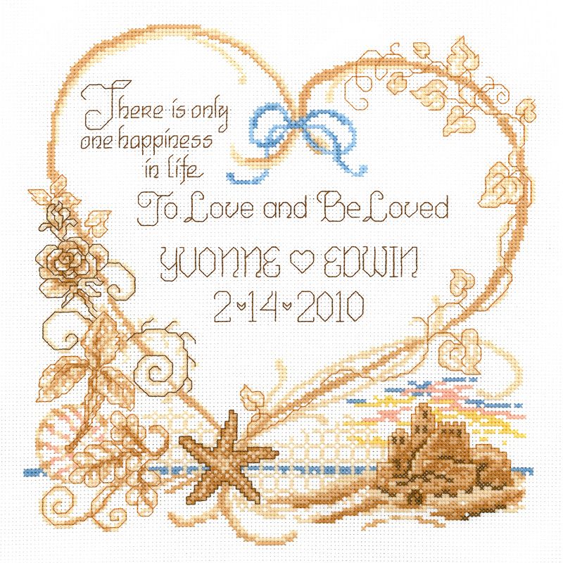Imaginating Counted Cross Stitch Kit 7.5"X8"-Seaside Wedding Record (14 Count)