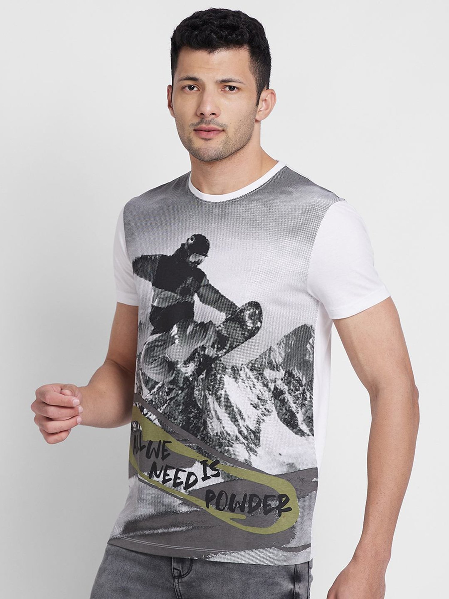 Being Human White Regular Fit Printed T-Shirt