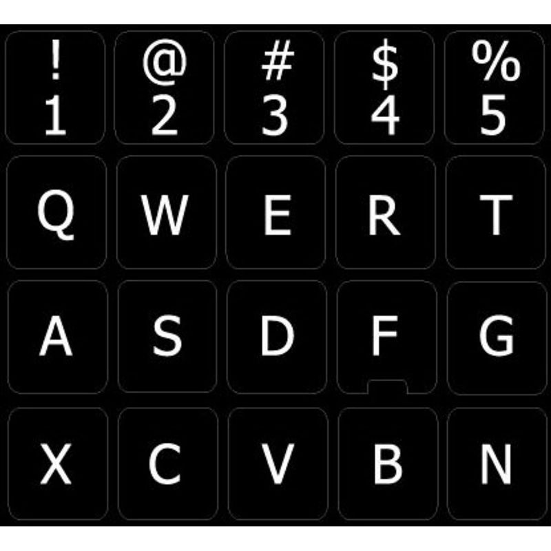Replacement English US Keyboard Stickers ON Black Background