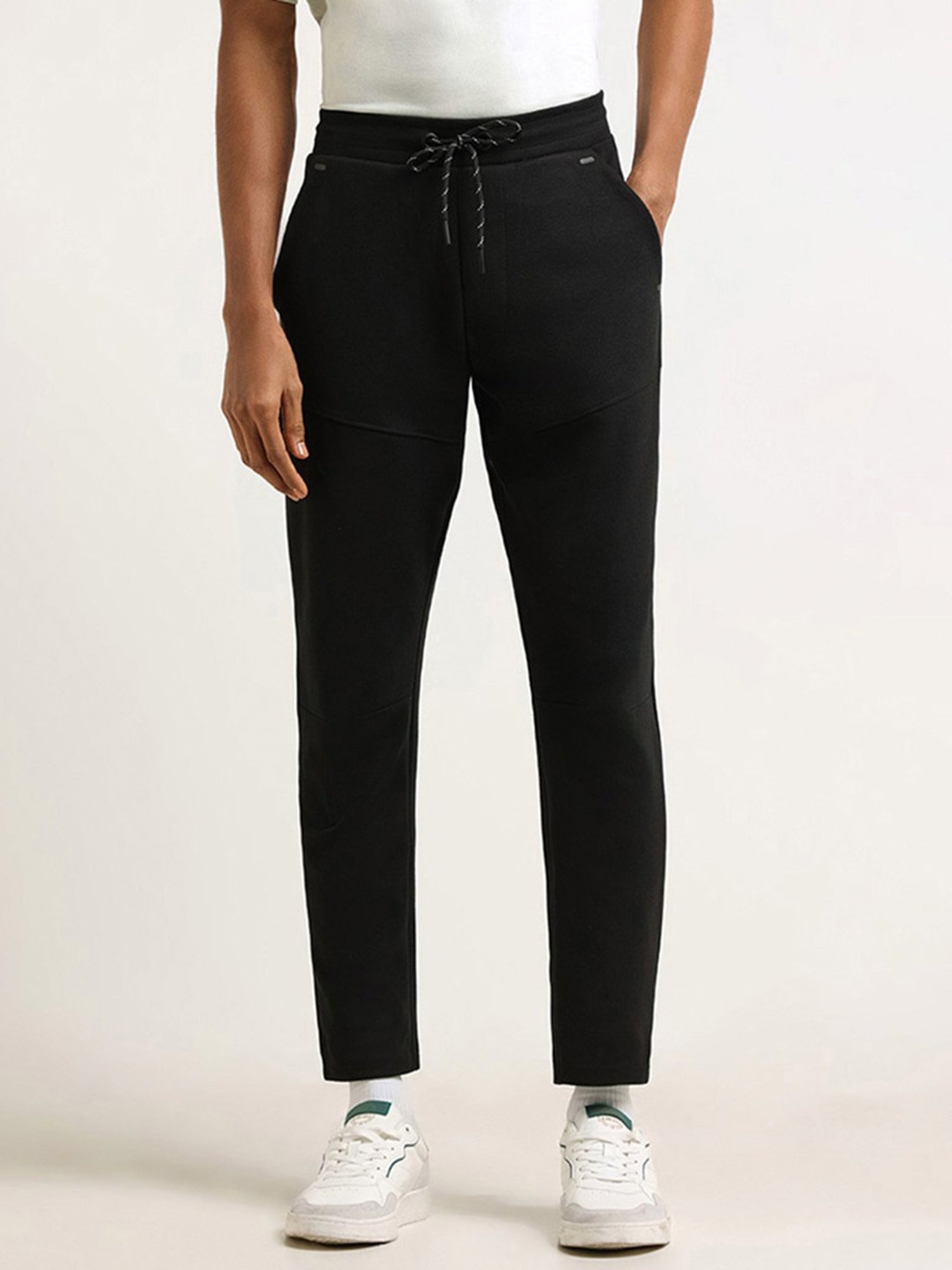 Studiofit by Westside Solid Black Relaxed-Fit Mid-Rise Track Pants