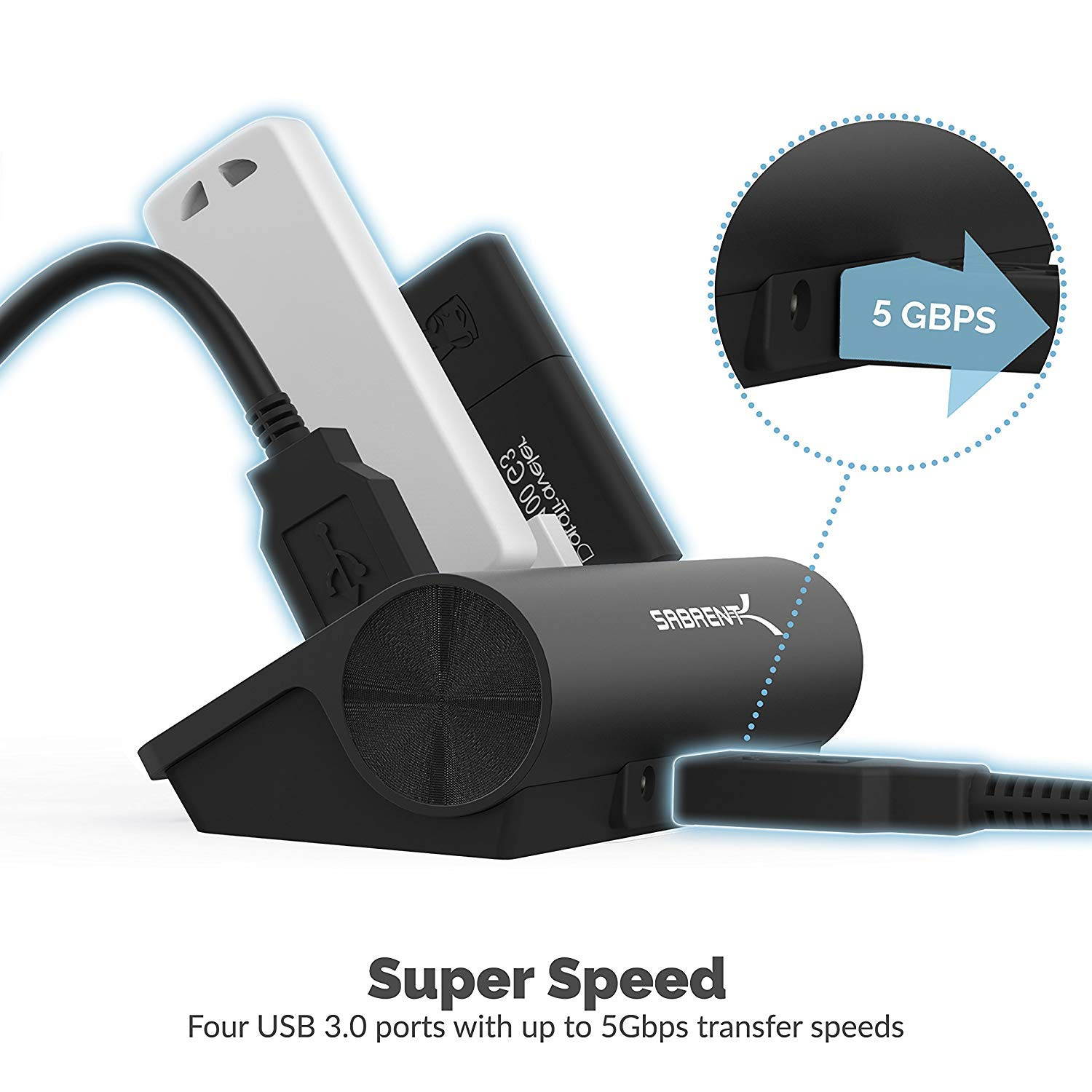 SABRENT HB-MC3B 4 PORT ALUMINUM USB 3.0 HUB