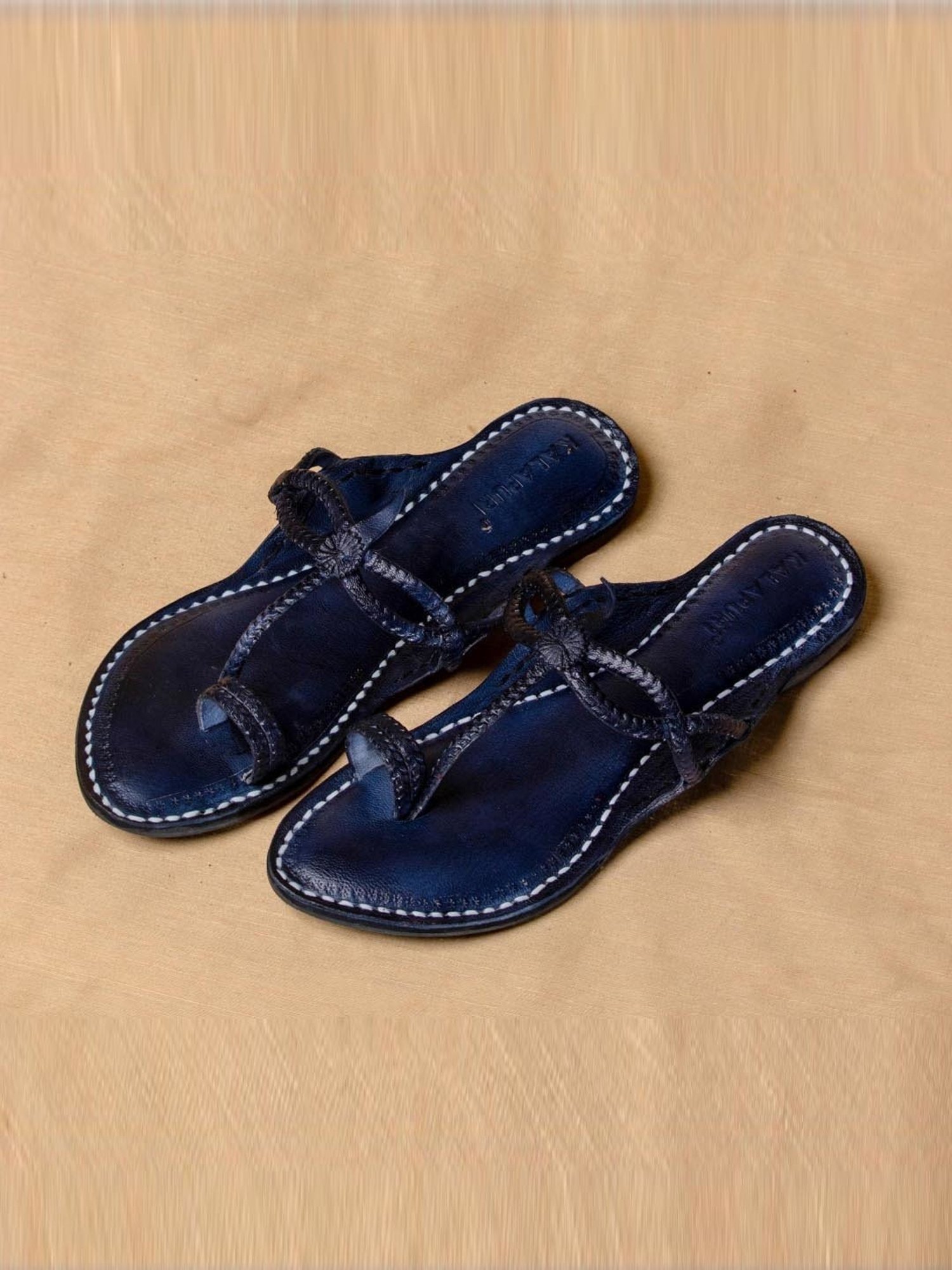 Kalapuri Women's Navy Kolhapuri Sandals