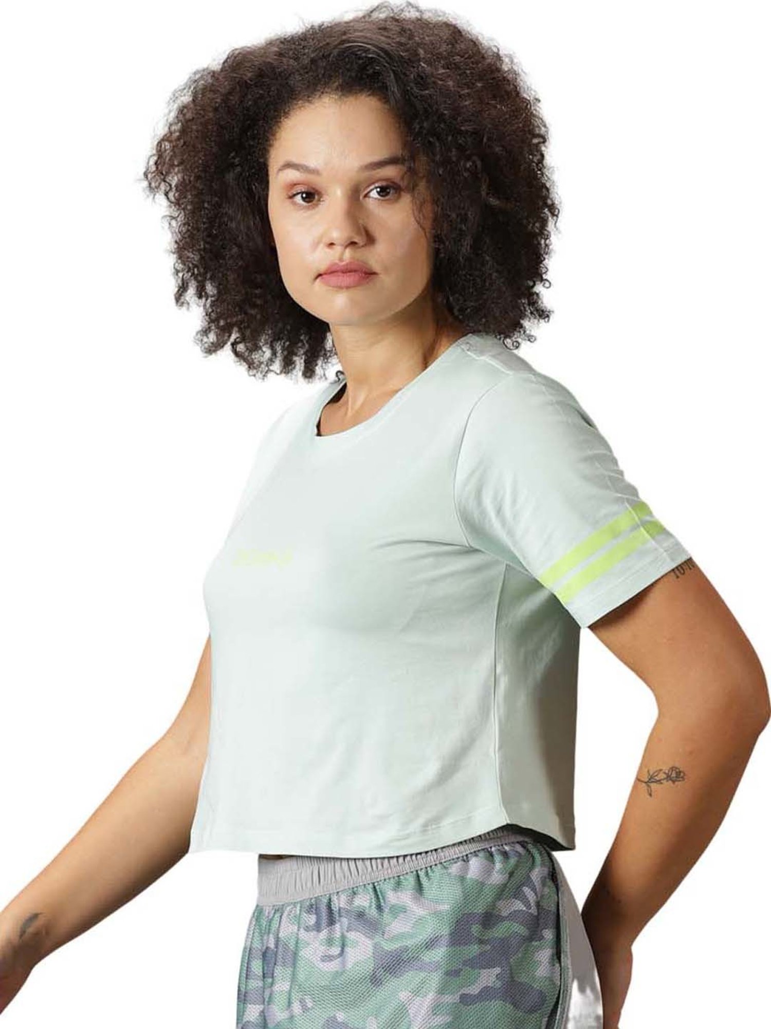 Domin8 Women Breathable Soft Anti Odor Cotton Boxy Fit Sports Crop Top