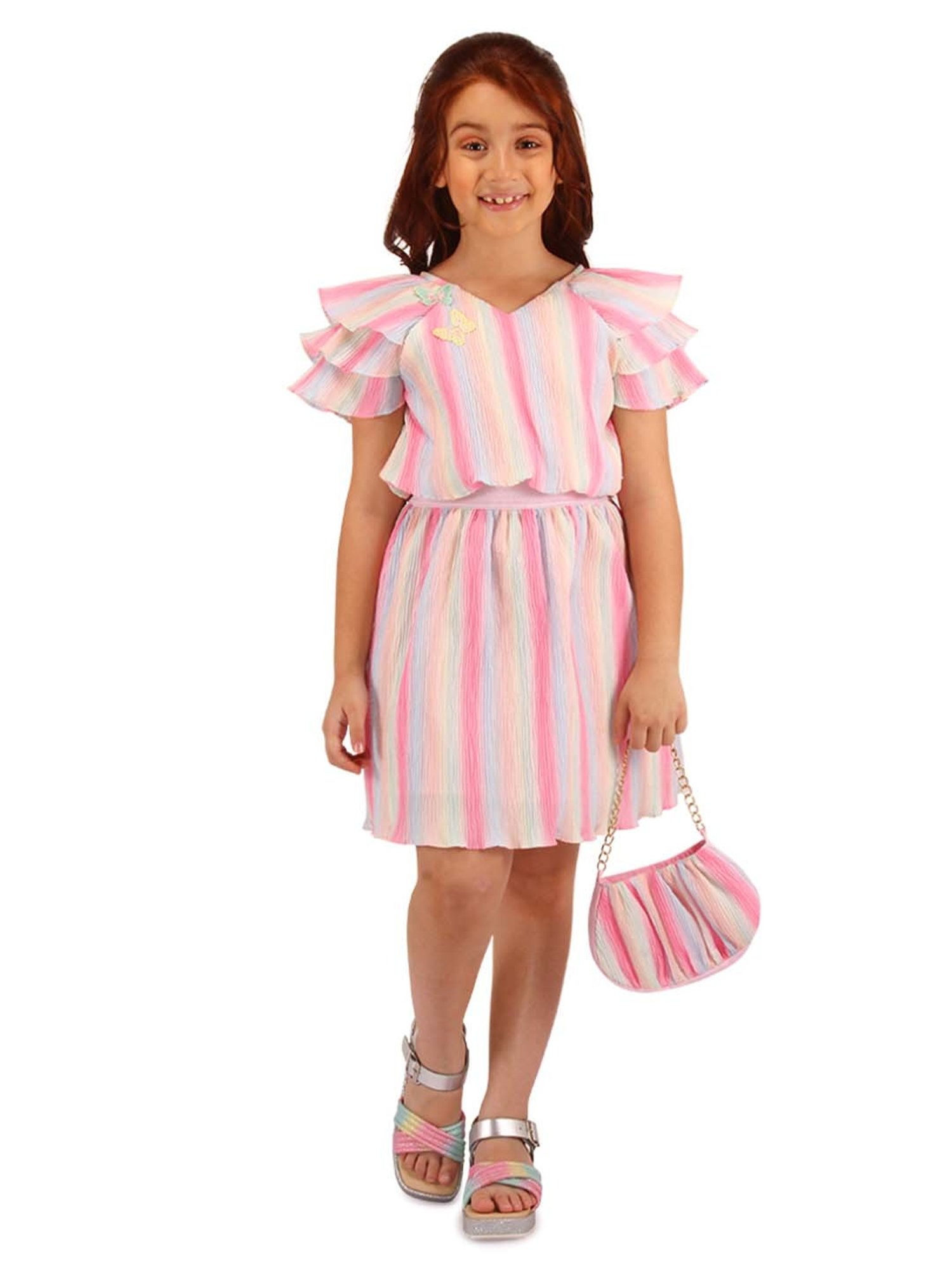 Cutecumber Kids Multicolor Cotton Striped Dress