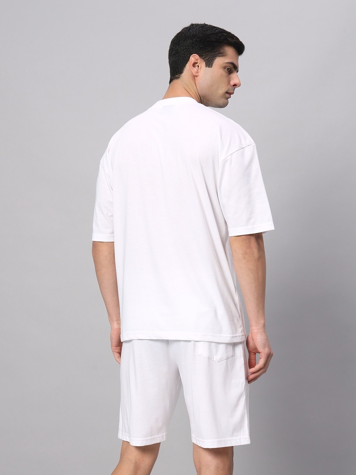 Griffel White Cotton Loose Fit Logo Printed Co-Ord Set