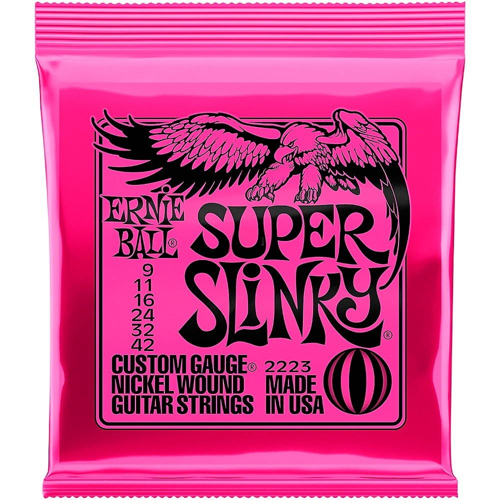 Ernie Ball 2223 Nickel Super Slinky Pink Electric Guitar Strings 6 Pack