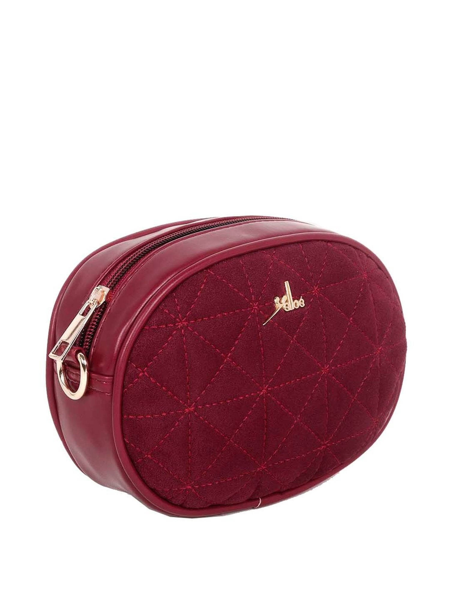 Yelloe Maroon Textured Small Sling Handbag
