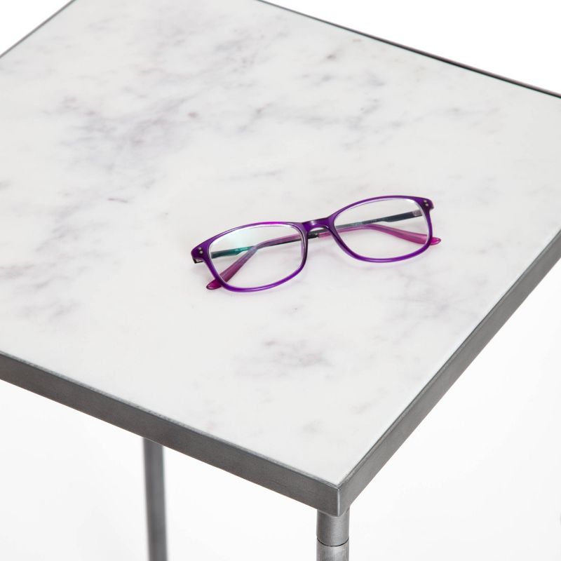 Berlin Solid Marble Side Table White - Finch