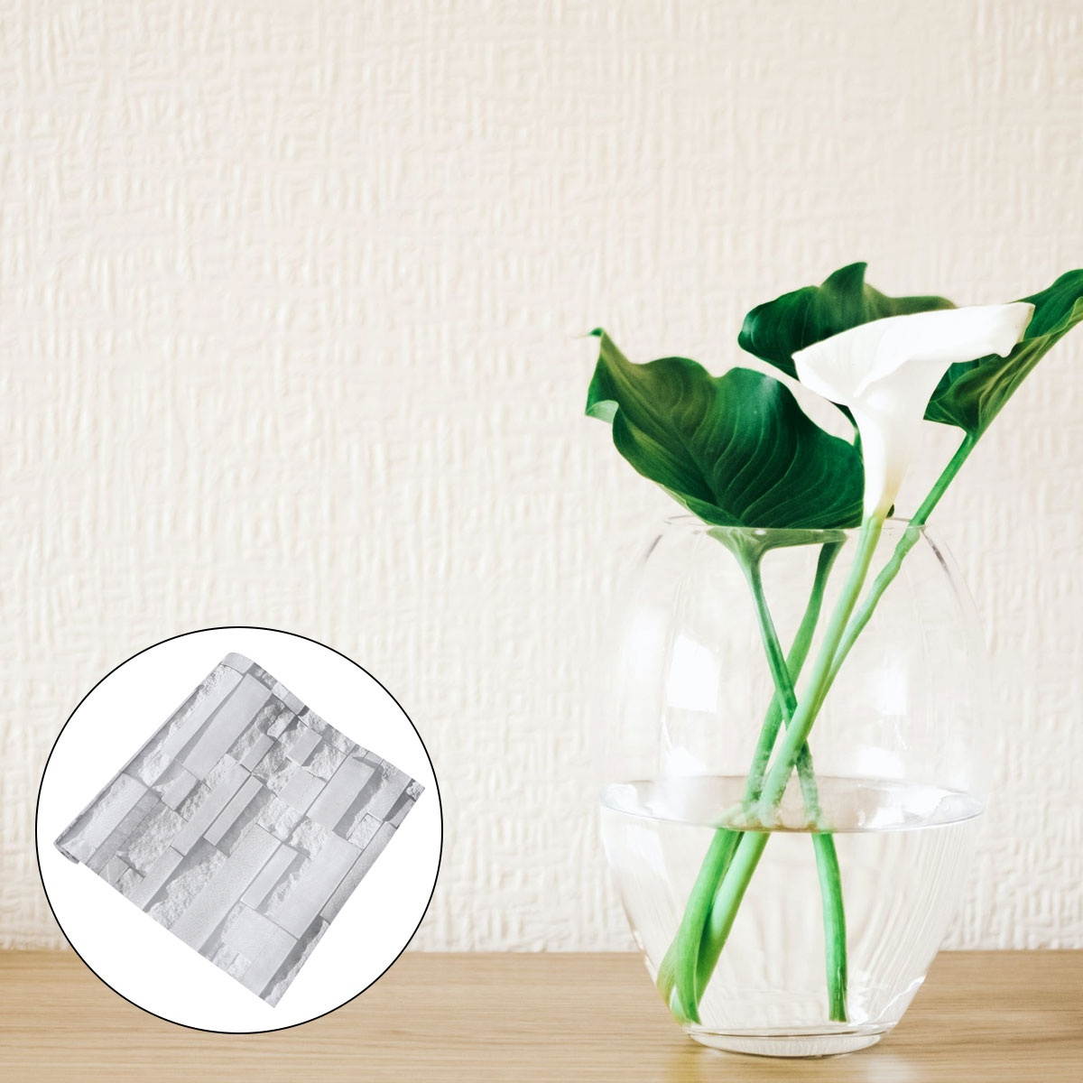 Antique Self-Adhesive Wall Sticky Paper Brick Texture Wall Paper for Home Bar Barber Shop (Nonwovens, Light Grey)