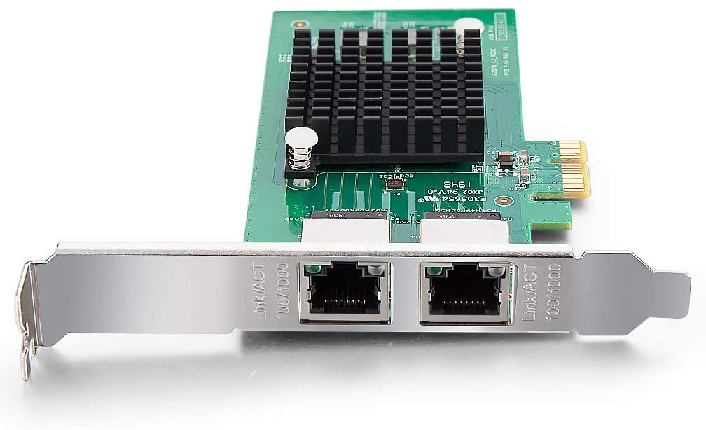 1.25G Gigabit Ethernet Converged Network Adapter (NIC) for Intel 82576 Chip, Dual RJ45 Copper Ports, PCI Express 2.0 X1, Compare to Intel E1G42ET