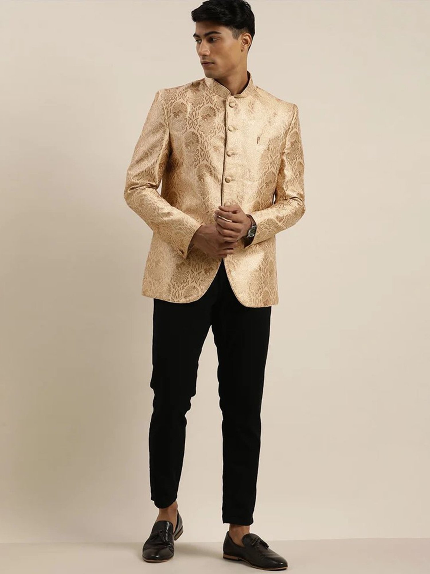 Hangup Cream Regular Fit Ethnic Blazer