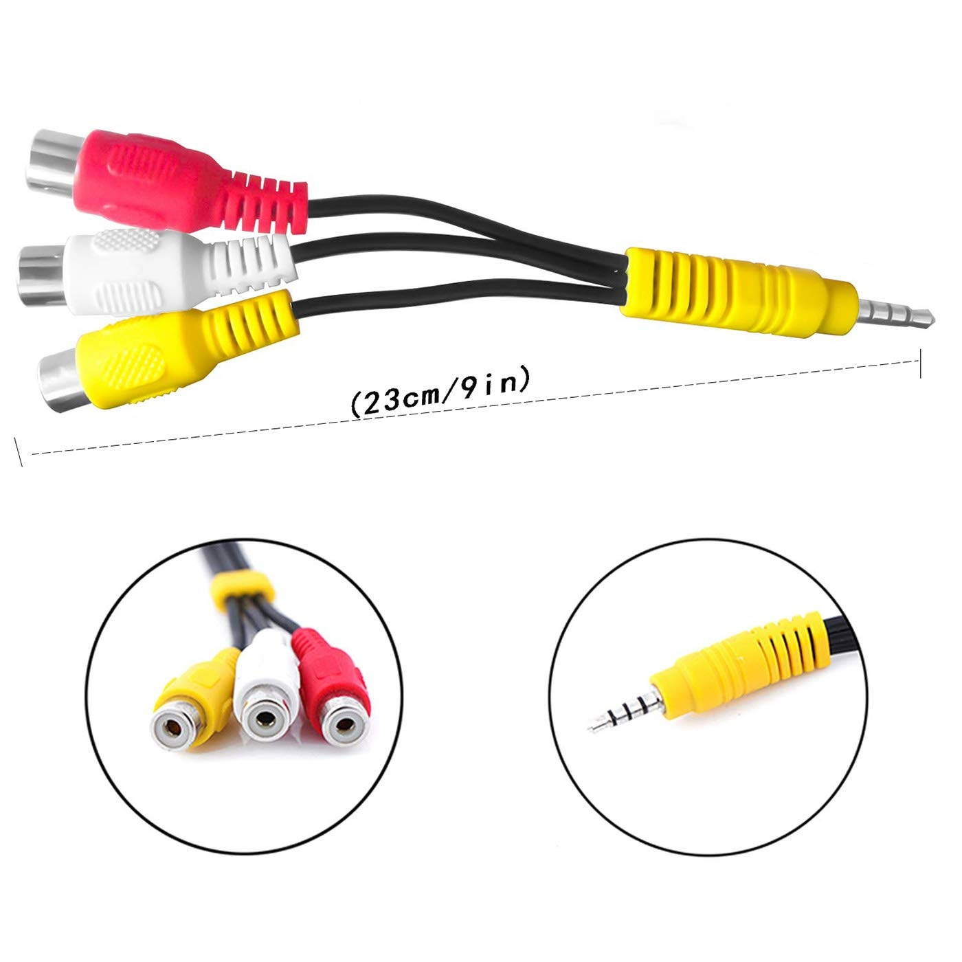 Video AV Component Adapter Cable Replacement for TCL TV 3 RCA to AV Input Adapter - 23CM/9in
