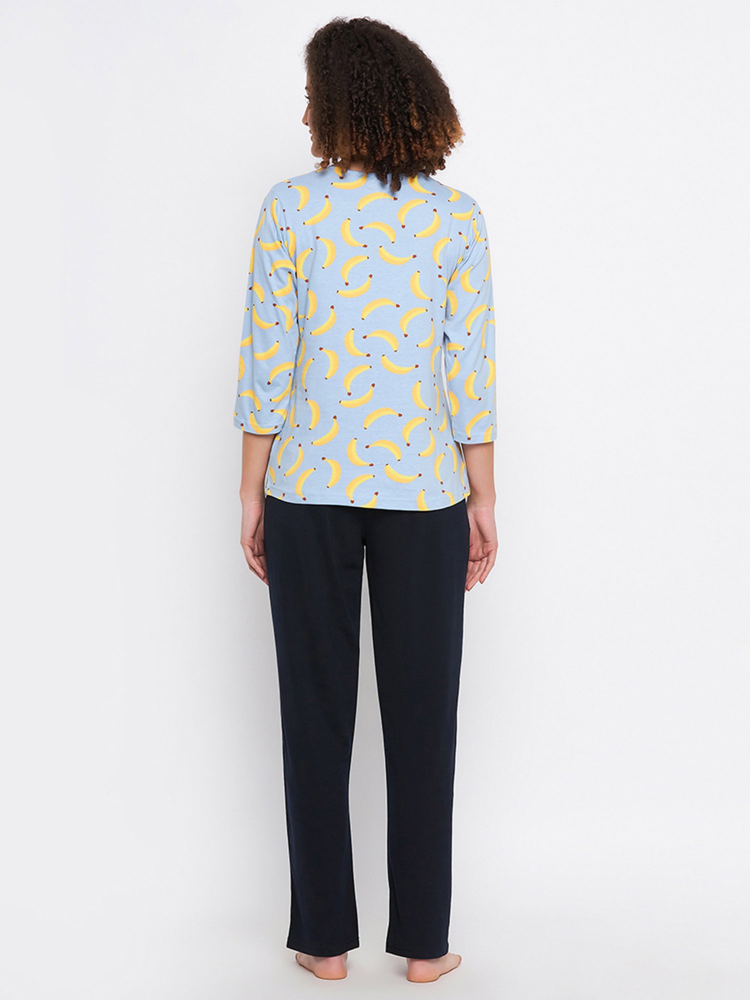 Clovia Blue Printed Top With Pyjamas