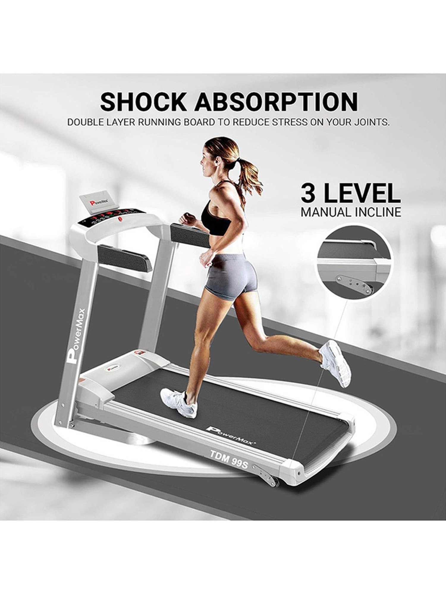 PowerMax Fitness TDM-99S 1.5HP Treadmill (Silver)