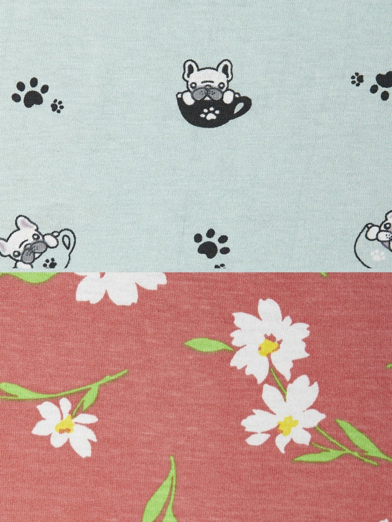 Dreamz by Pantaloons Sage Green & Pink Cotton Printed Camisoles - Pack Of 2