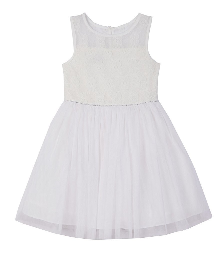 Laura Ashley Little Girls 2T-6X 3/4 Sleeve Rose & Butterfly Print Clip Dot Dress