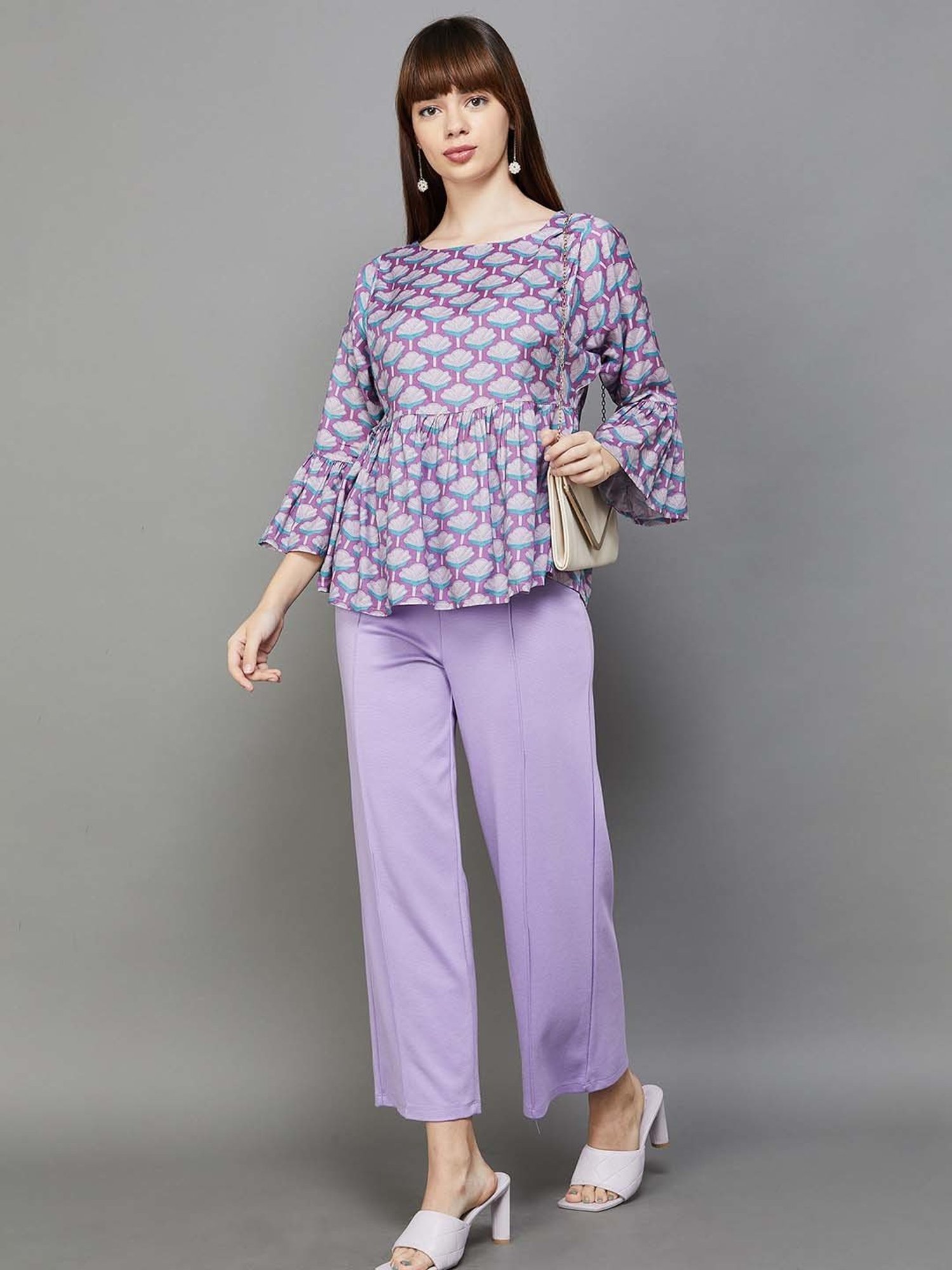 Colour Me by Melange Purple Printed Top