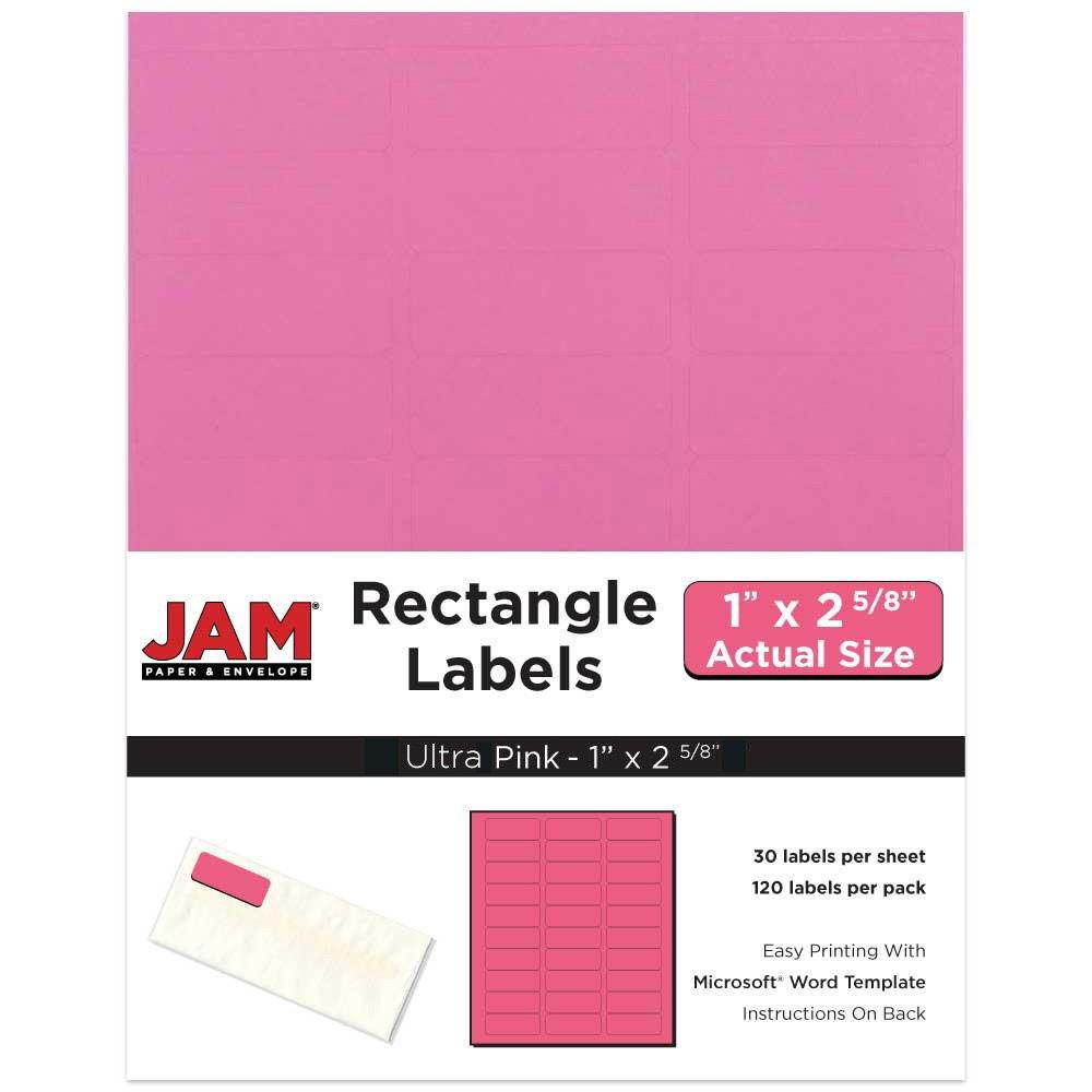 JAM PAPER Shipping Address Labels - Standard Mailing - 1 x 2 5/8 - Ultra Pink - 120/Pack