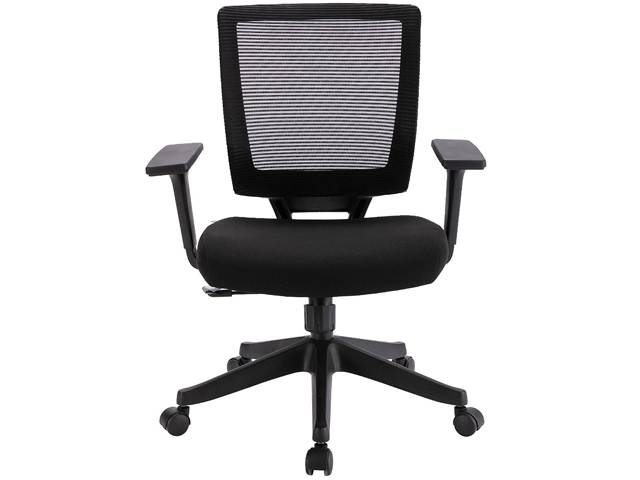 Qwork Ergonomic Mesh Task Chair Adjustable Height & Tilt for Comfort, Thick, Compact Seat Cushion, Smooth-Glide Wheels Office Chair
