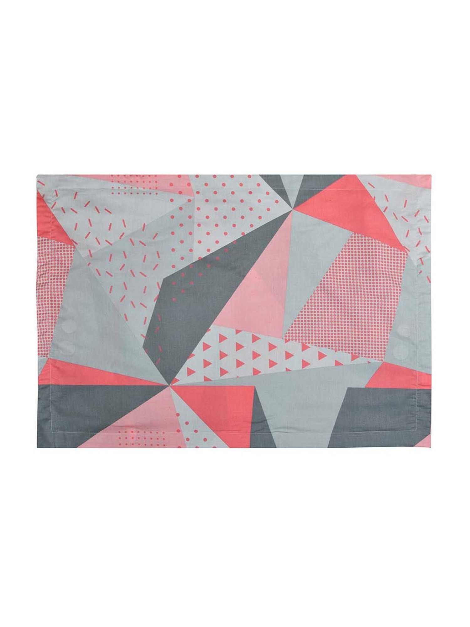 @Home Arias Grey & Pink 165 TC Cotton King Bedsheet with 2 Pillow Covers