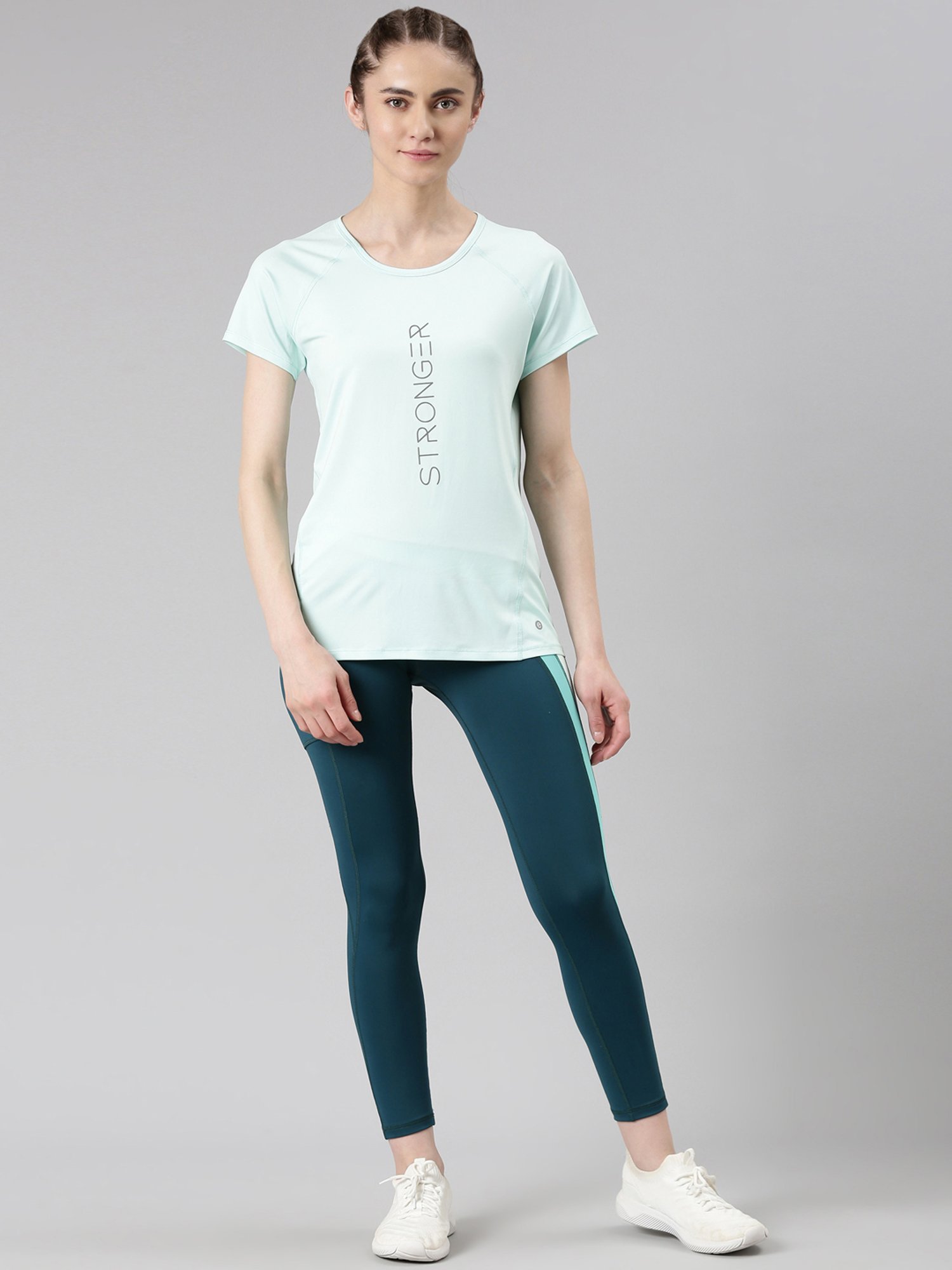 Enamor Sky Blue Graphic Print Sports T-Shirt