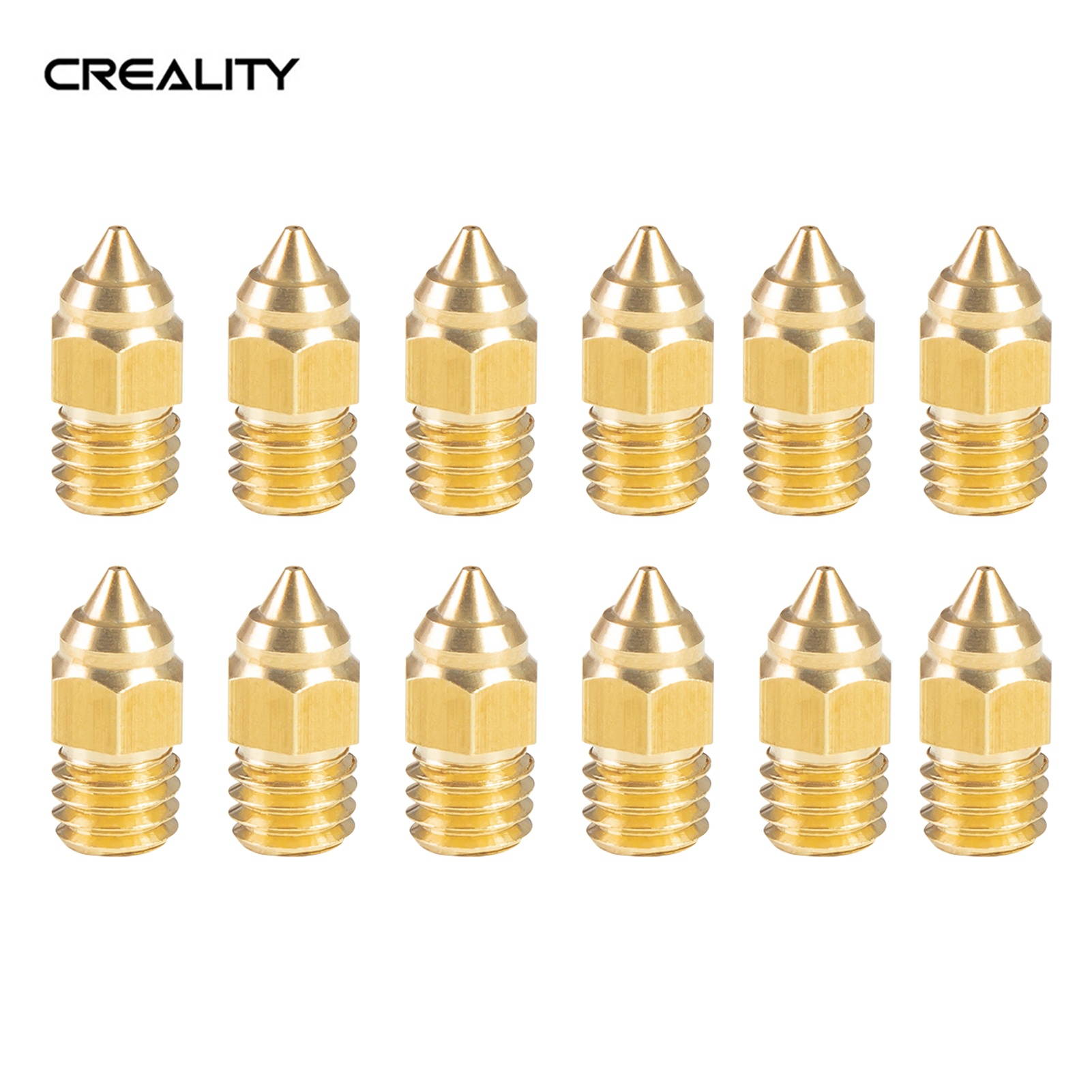 Original Creality 12pcs Extruder Brass Nozzle MK Thread Printer Head 0.4mm Output for Creality CR-6 SE 3D Printer 1.75mm Filament