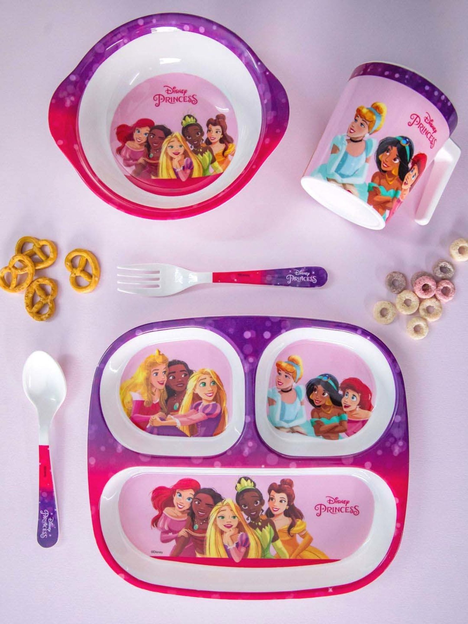 Servewell Princess Multicolor Melamine Kids 5Pcs Dinner Set (0.67 L)