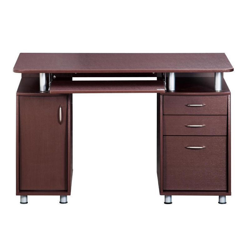 Complete Workstation Computer Desk with Storage Brown - Techni Mobili