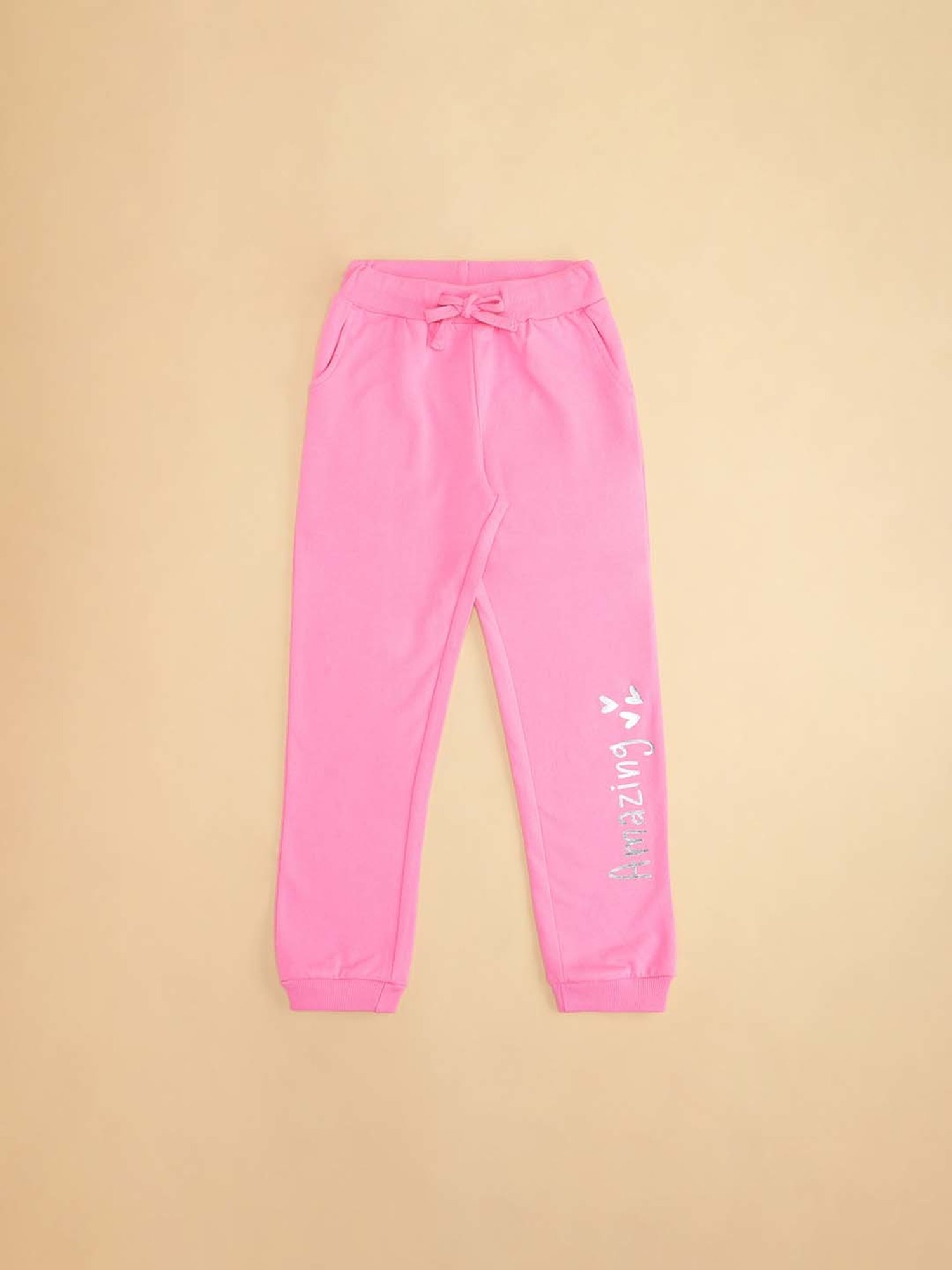 Pantaloons Junior Black Cotton Printed Trackpants