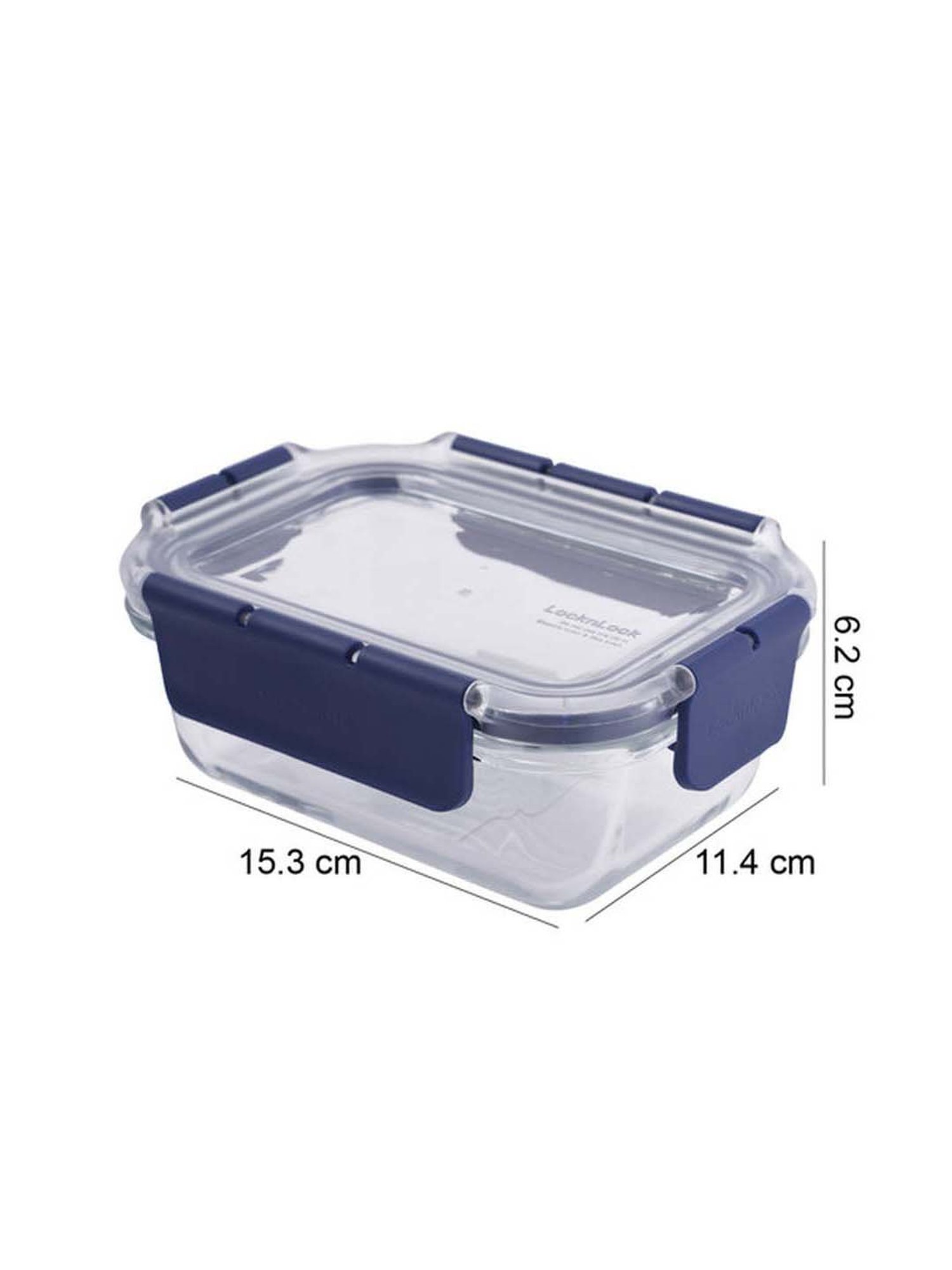 Lock & Lock Transparent & Navy Glass Food Storage Container - Set of 3