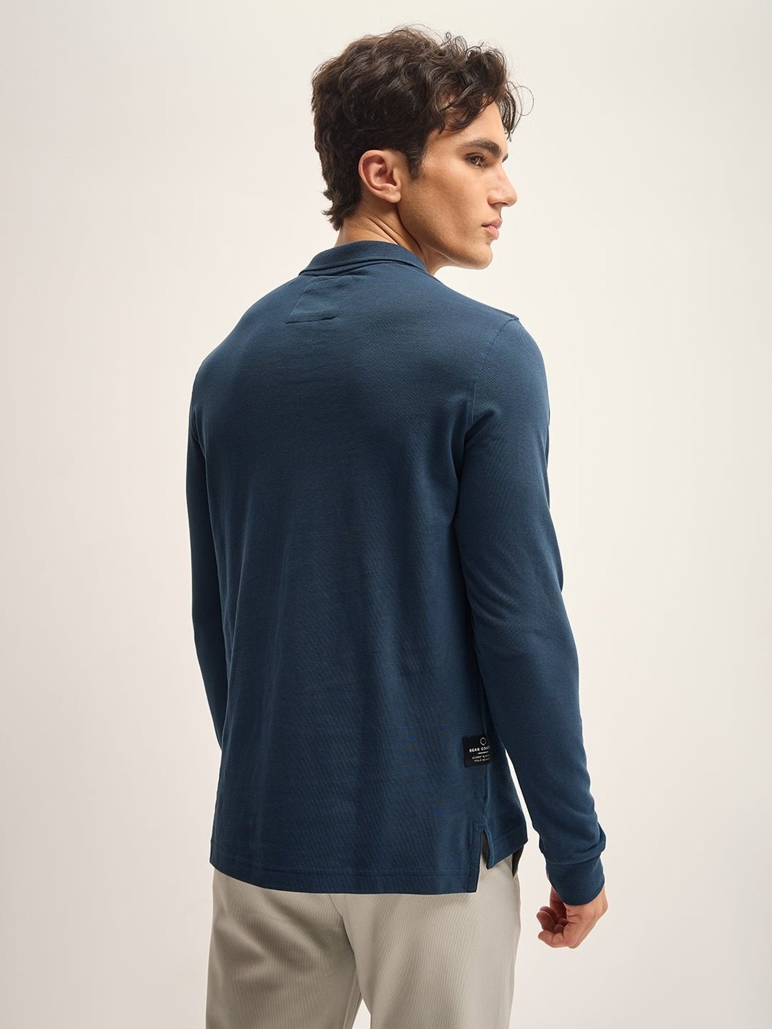 The Bear House Teal Blue Cotton Regular Fit Polo T-Shirt