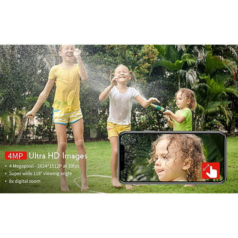 Outdoor Security Camera,  4MP HD Bullet Surveillance 5dBi WiFi IP CCTV Camera, IP66 Waterproof with Night Vision, White Light, Motion Detection, Two-Way Audio, Support Cloud Service& Alexa