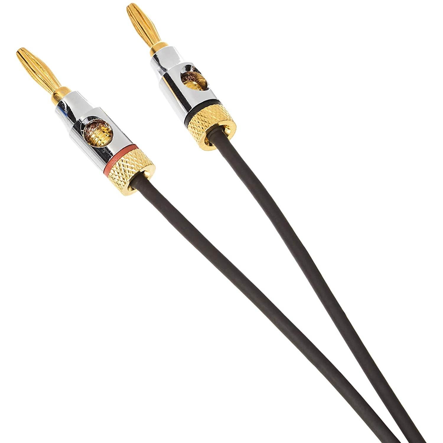 AmazonBasics Speaker Cable Wire with Gold-Plated Banana Tip Plugs - CL2 - 99.9% Oxygen Free - 3-Foot