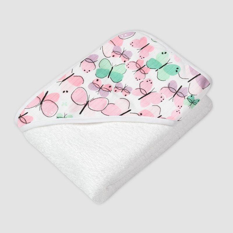 Honest Baby Girls' 3pc Organic Cotton Flutter Towel Set