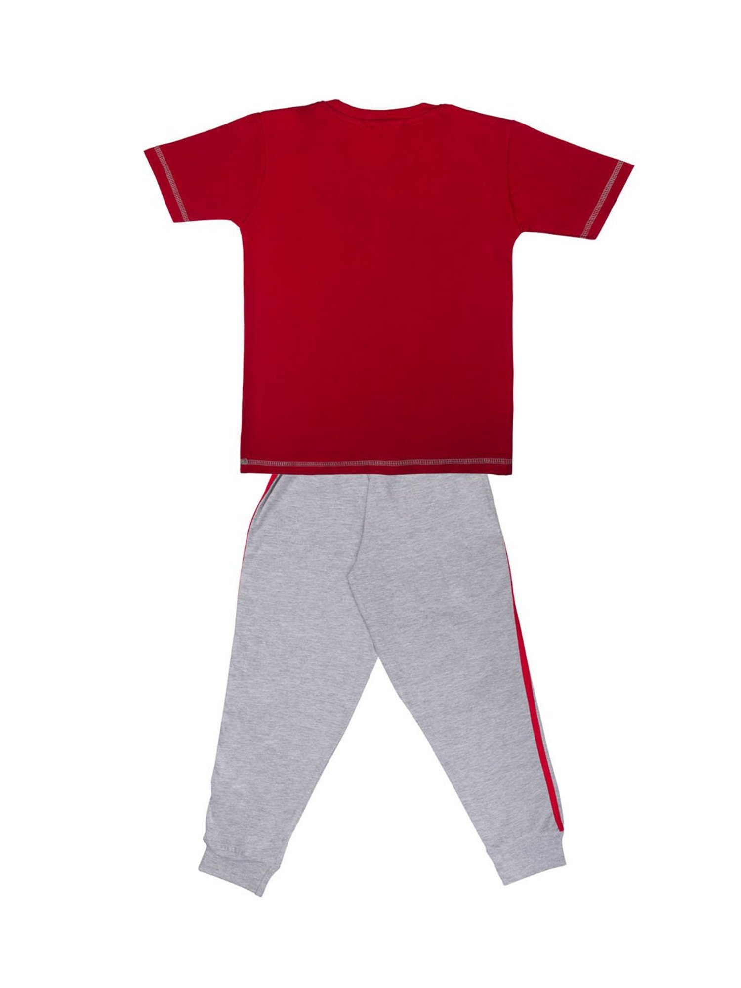 Todd N Teen Kids Printed Red & Grey T-Shirt with Joggers