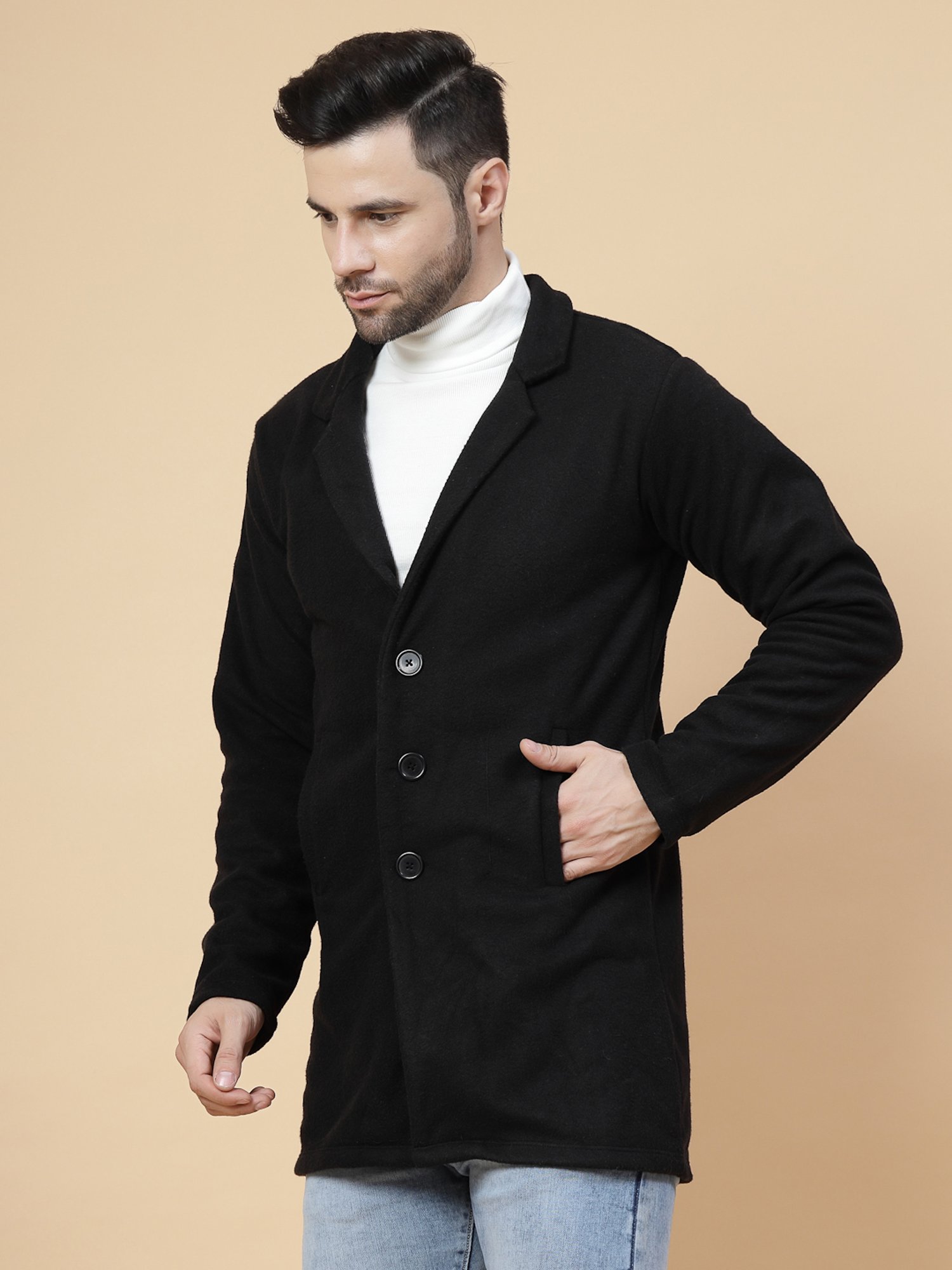 Rigo Black Regular Fit Overcoat