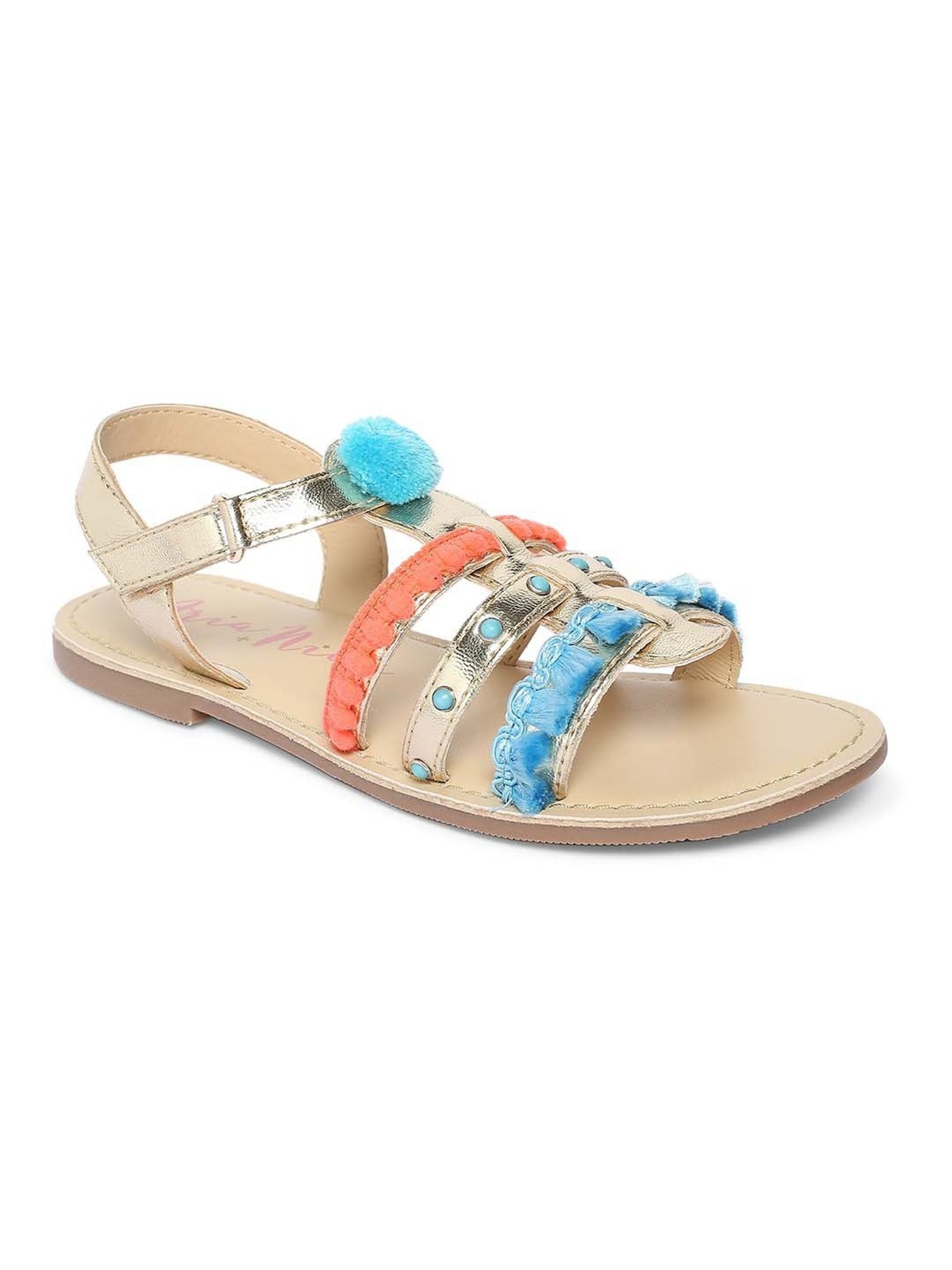 Aria Nica Kids Bling Gold & Blue Casual Sandals