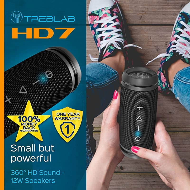 HD7 Mini Portable Bluetooth Speaker Wireless 12W Stereo 360&deg;HD Sound wBass TWS Dual Pairing wMic Waterproof Small Wireless Speaker wBike Mount Hole for Outdoor Travel Beach
