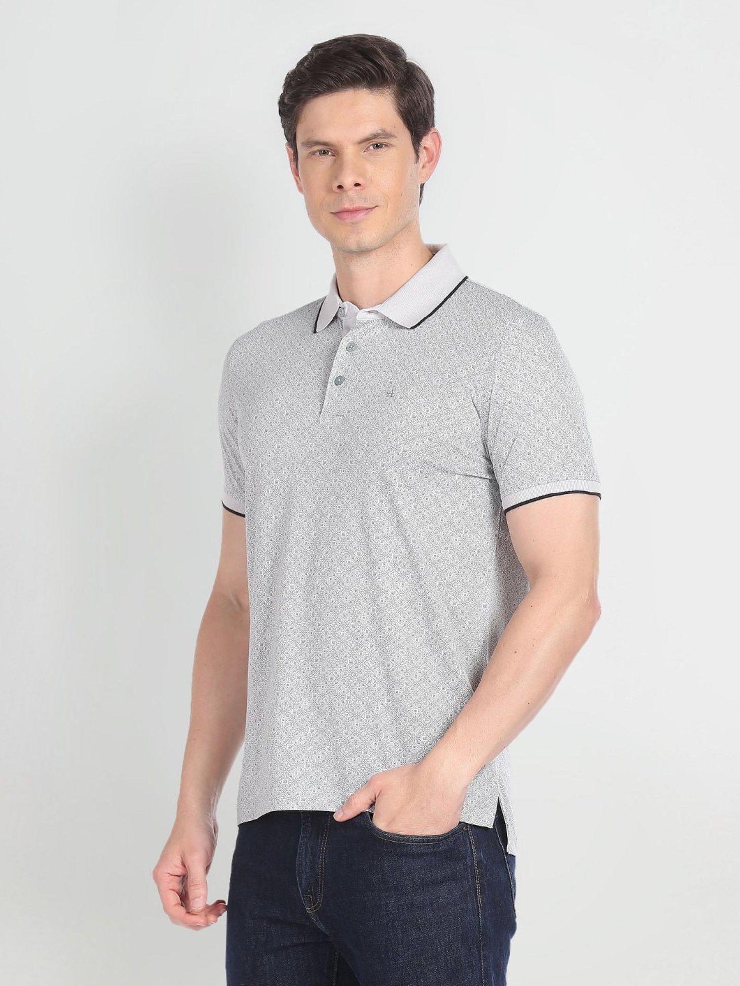 Arrow White Cotton Regular Fit Printed Polo T-Shirt