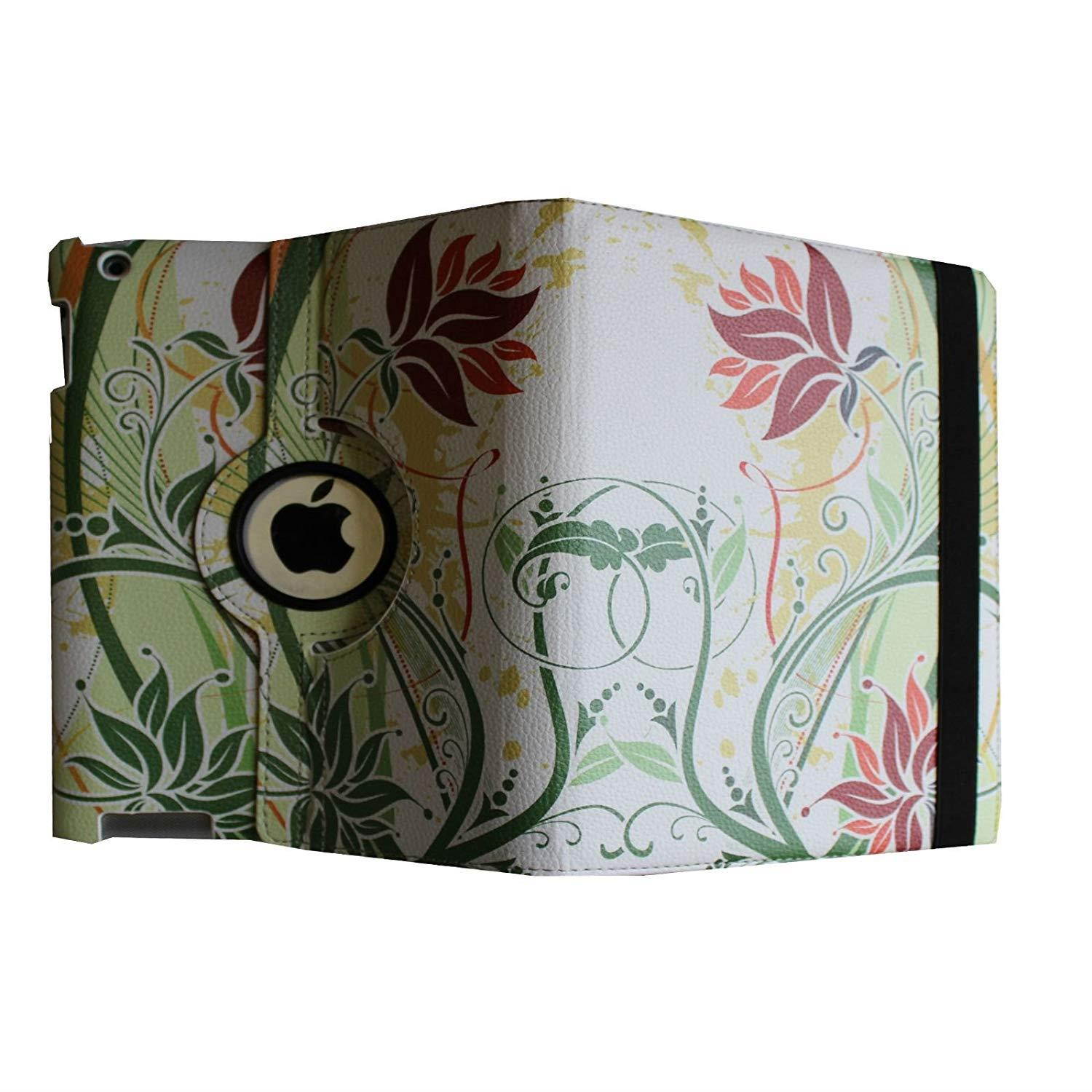 iPad Air Case, JYtrend (R) Rotating Stand Smart Case Cover Magnetic Auto Wake Up/Sleep for iPad Air (Air 1) A1474 A1475 A1476 (Green Flower)