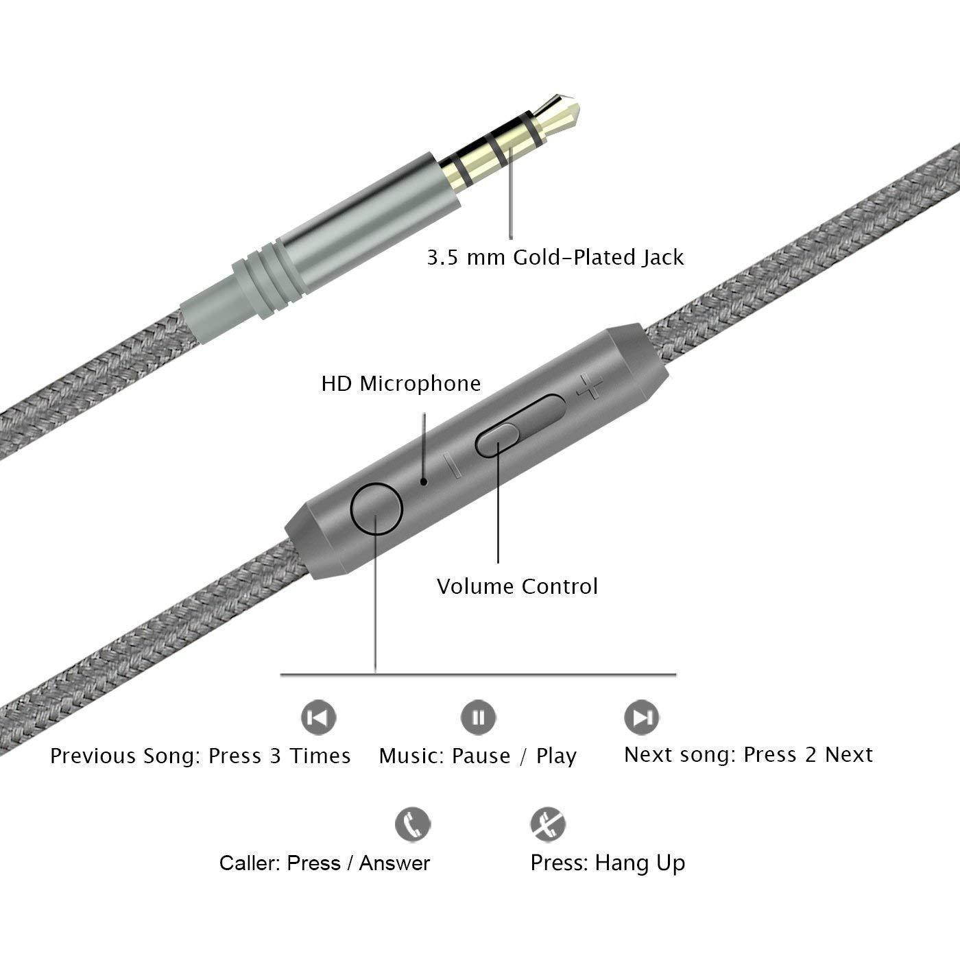 AILIHEN C8 Headphones with Microphone and Volume Control Folding Lightweight Headset for Cellphones Tablets Smartphones Laptop Computer PC Mp3/4 (Grey/Mint)