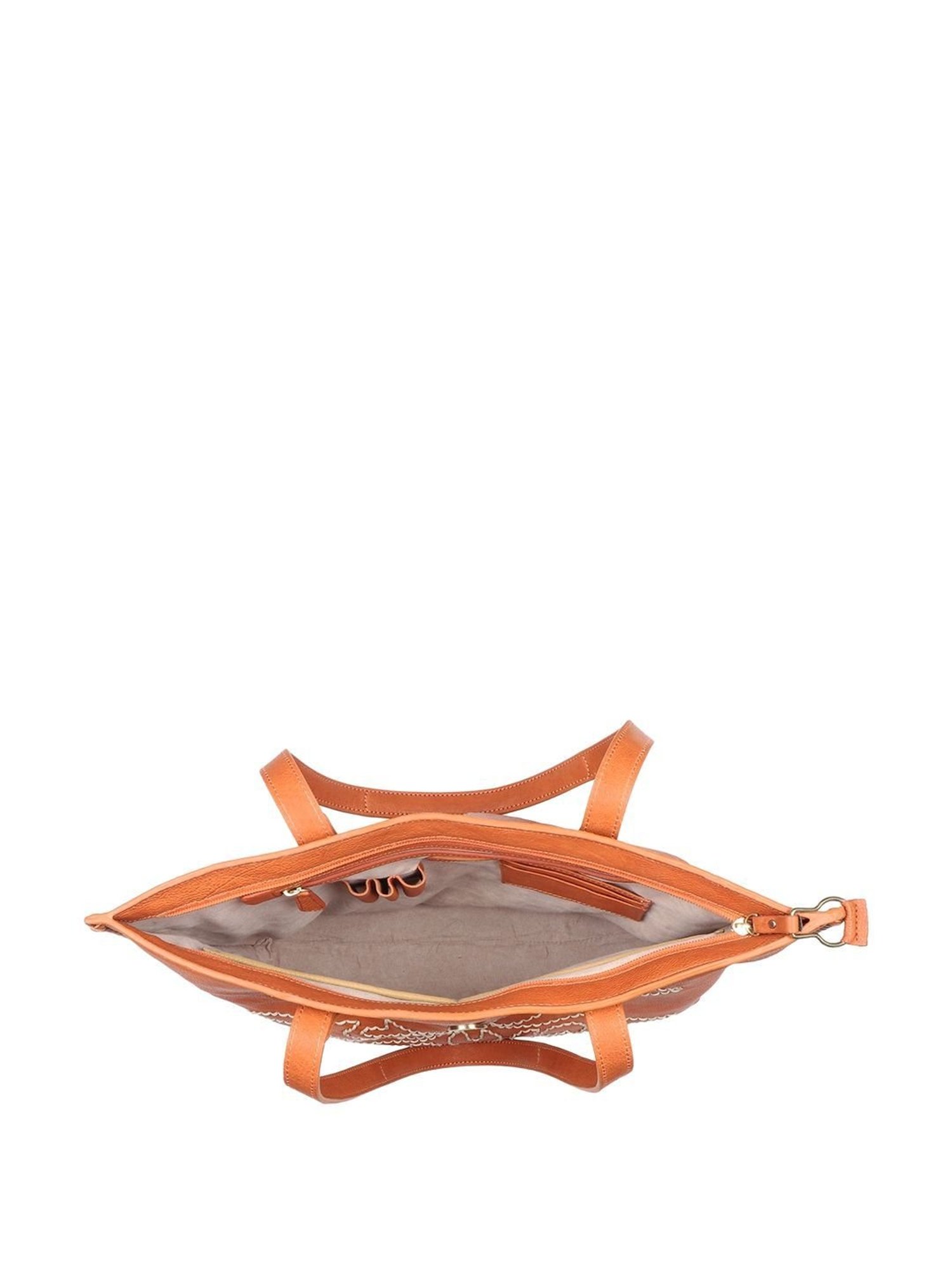 Hidesign WILD WEST  Orange Embroidered Large Shoulder Handbag