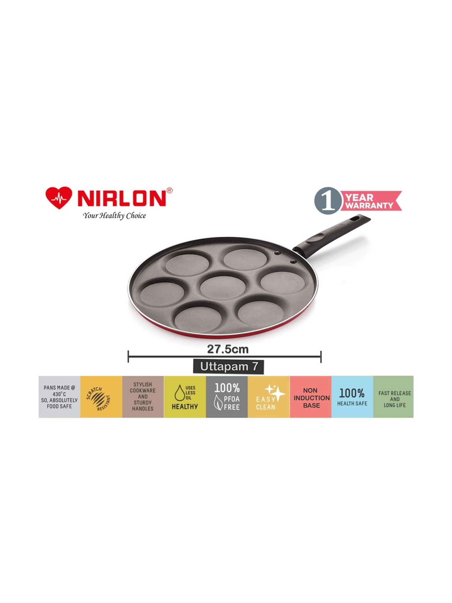 Nirlon Non-Stick Red Aluminium Cookware Combo Set