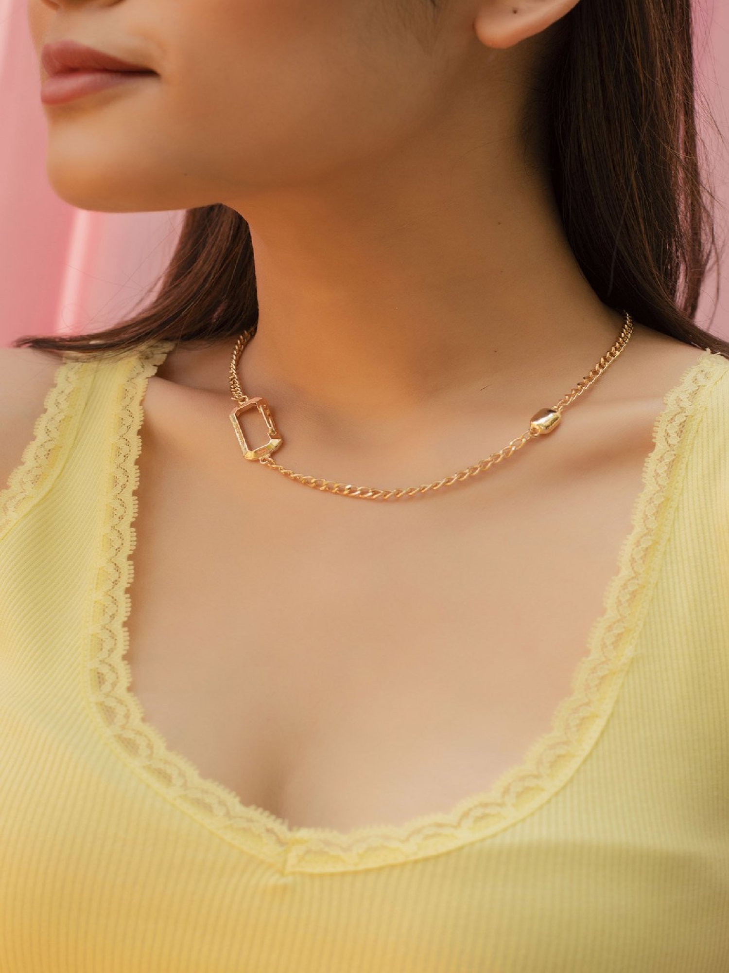 Jewelz Chain Necklace With Beautiful Stone Pendant for Girls & Women