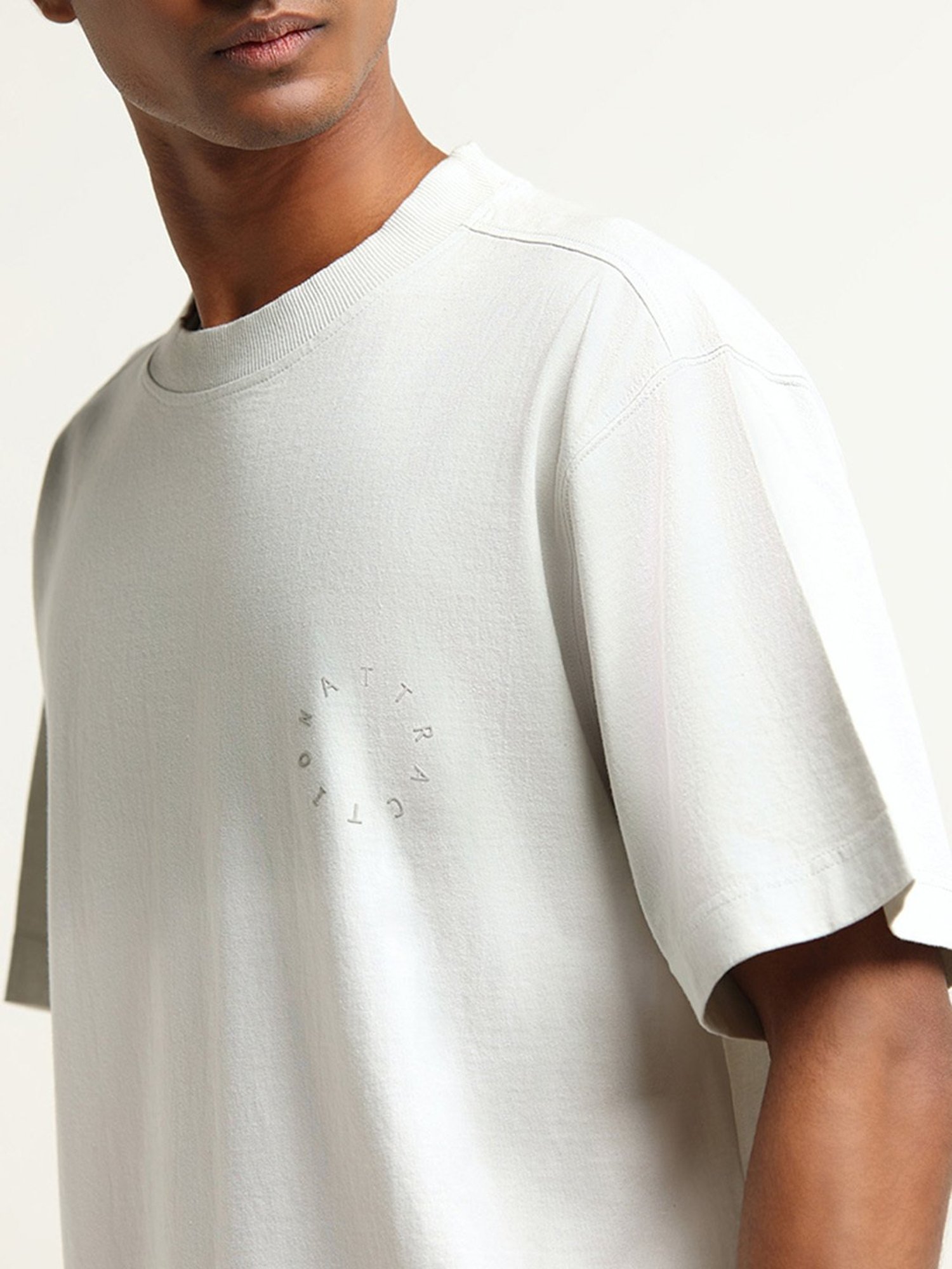 Studiofit by Westside Grey Ombre Printed Relaxed Fit T-Shirt